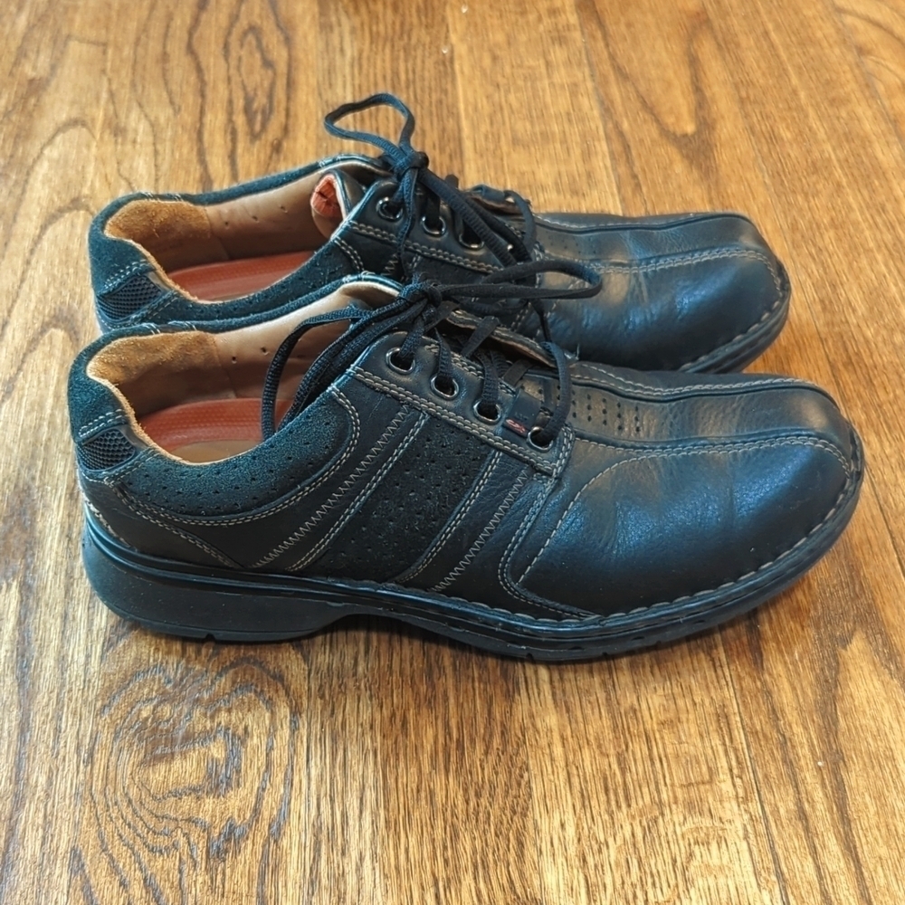 Clark's Un Structured Leather Shoes Men's Black Size 8.5 M